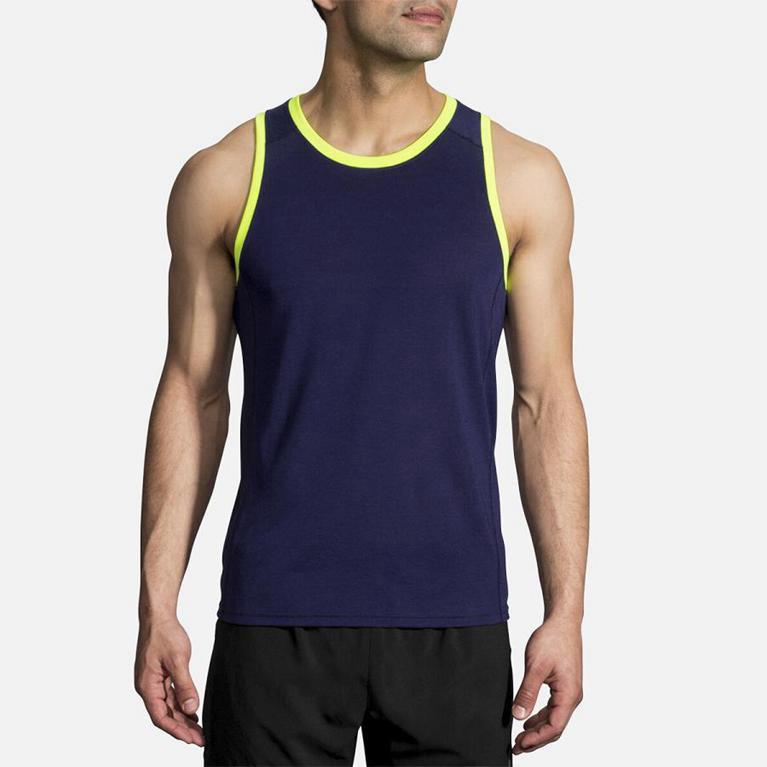 Brooks Distance Running Tank Top - Men's - Blue (37954-OWCR)